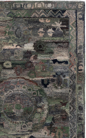 Safavieh Anatolia Hand-Tufted Round Rug In Grey And Green — Bohemian Abstract Design, Plush 1/2" Pile For Cozy Rooms 6'-0" x 6'-0" AN411F-6R