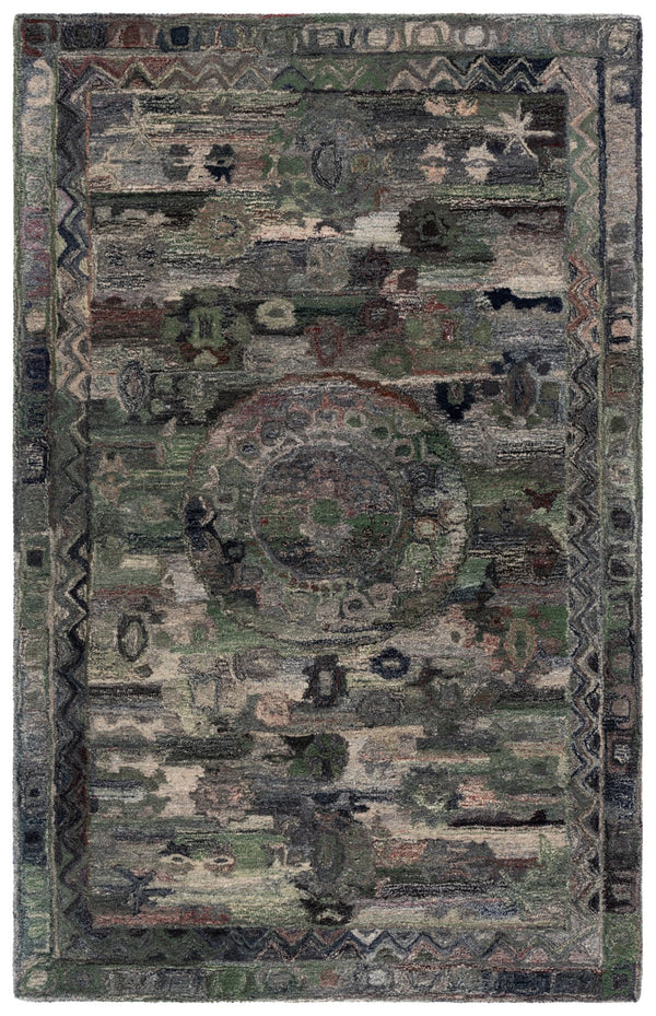 Safavieh Anatolia Hand‑Tufted Grey Green Area Rug, Low‑Pile Polyester For Durable Comfort And Modern Boho Appeal 9'-0" x 12'-0" AN411F-9