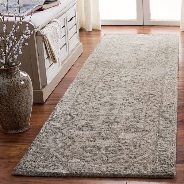 Safavieh Anatolia Hand-Tufted Light Grey Sage Runner Rug — Plush Polyester Pile, Boho Elegance For Halls 2'-3" x 8'-0" AN411G-28