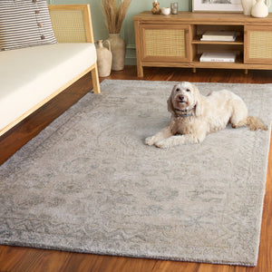 Safavieh Anatolia Serene Light Grey Sage Area Rug — Hand‑Tufted Polyester Low‑Pile Bohemian Accent Rug 4'-0" x 6'-0" AN411G-4