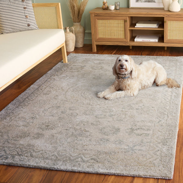 Safavieh Anatolia Hand-Tufted Light Grey Sage Runner Rug — Plush Polyester Pile, Boho Elegance For Halls 2'-3" x 8'-0" AN411G-28