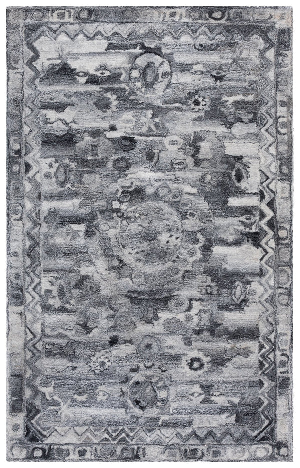 Safavieh Anatolia Plush Hand-Tufted Round Rug Dark Grey — Boho-Modern Low-Profile Polyester Pile, Artisan-Made 6'-0" x 6'-0" AN411H-6R
