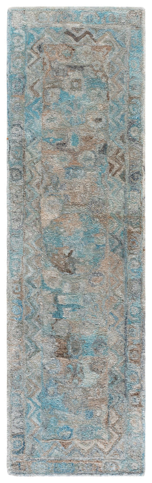 Safavieh Anatolia Hand‑Tufted Light Blue & Brown Square Rug — Low Pile, Durable Polyester, Minimalist Boho Charm 6'-0" x 6'-0" AN411L-6SQ