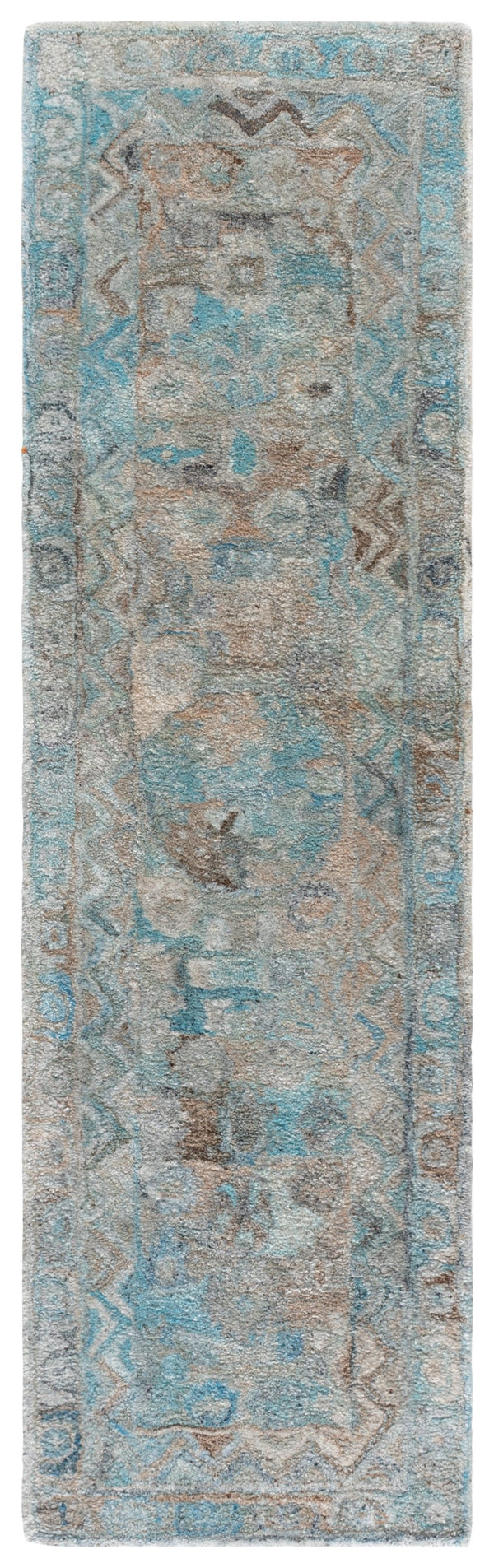Safavieh Anatolia Hand‑Tufted Light Blue & Brown Square Rug — Low Pile, Durable Polyester, Minimalist Boho Charm 6'-0" x 6'-0" AN411L-6SQ