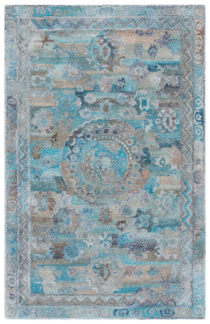 Safavieh Anatolia Hand‑Tufted Light Blue & Brown Square Rug — Low Pile, Durable Polyester, Minimalist Boho Charm 6'-0" x 6'-0" AN411L-6SQ