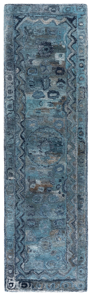 Safavieh Anatolia Hand-Tufted Blue Area Rug — Bohemian-Minimalist Polyester Pile, Durable Soft Cushioning 6'-0" x 9'-0" AN411M-6