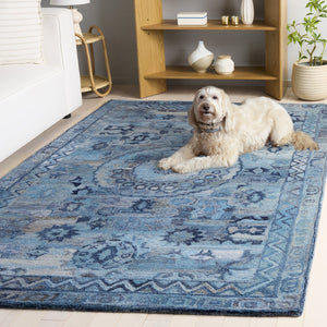 Safavieh Anatolia Hand-Tufted Blue Area Rug — Bohemian-Minimalist Polyester Pile, Durable Soft Cushioning 6'-0" x 9'-0" AN411M-6