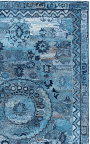 Safavieh Anatolia Hand-Tufted Blue Area Rug — Bohemian-Minimalist Polyester Pile, Durable Soft Cushioning 6'-0" x 9'-0" AN411M-6