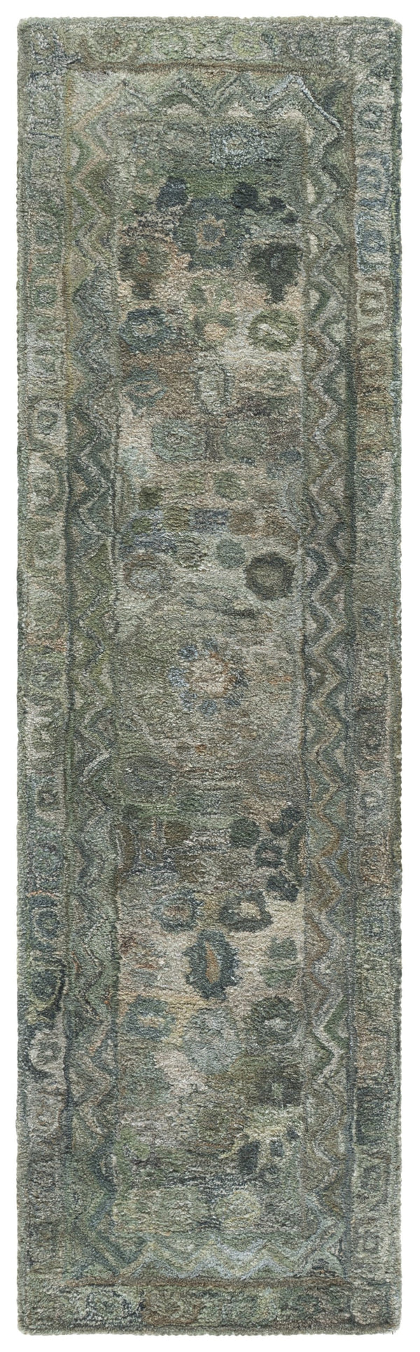 Safavieh Anatolia Hand-Tufted Dark Green Brown Area Rug — Bohemian Abstract Polyester Pile, Durable Soft Comfort 8'-0" x 10'-0" AN411X-8