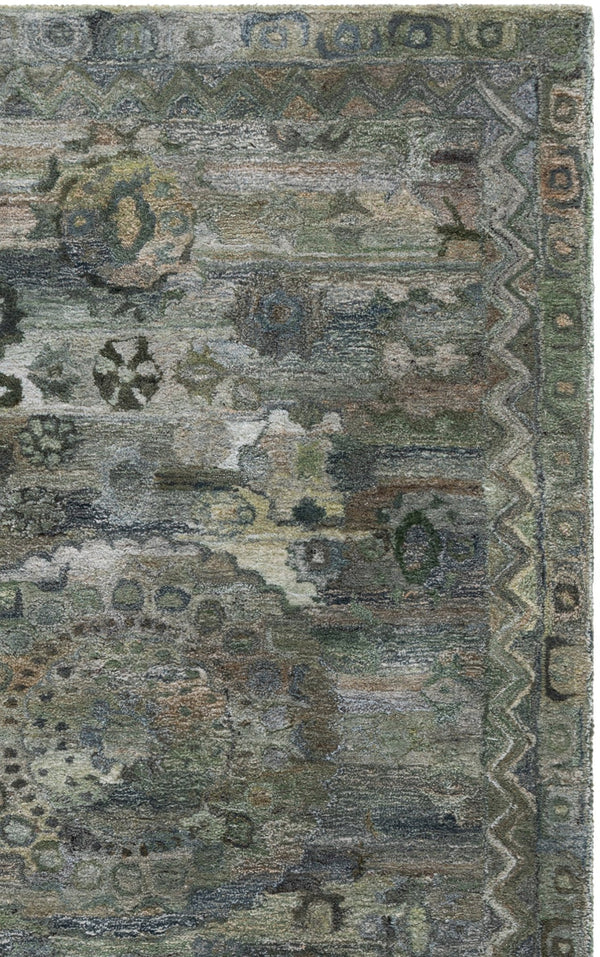 Safavieh Anatolia Hand‑Tufted Dark Green Brown Area Rug — Bohemian Abstract Polyester Pile, Durable Craftsmanship 5'-0" x 8'-0" AN411X-5