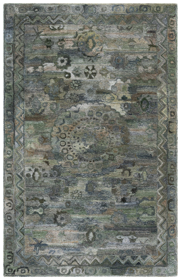 Safavieh Anatolia Hand-Tufted Dark Green Brown Area Rug — Bohemian Abstract Polyester Pile, Durable Soft Comfort 8'-0" x 10'-0" AN411X-8