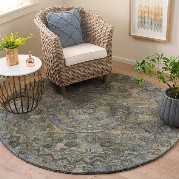 Safavieh Anatolia Hand-Tufted Dark Green Brown Area Rug — Bohemian Abstract Polyester Pile, Durable Soft Comfort 8'-0" x 10'-0" AN411X-8