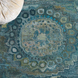 Safavieh Anatolia 411 Hand Tufted Transitional Rug Aqua / Green Polyester Pile