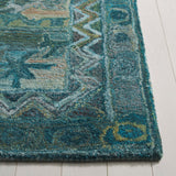 Safavieh Anatolia 411 Hand Tufted Transitional Rug Aqua / Green Polyester Pile