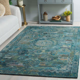 Safavieh Anatolia 411 Hand Tufted Transitional Rug Aqua / Green Polyester Pile