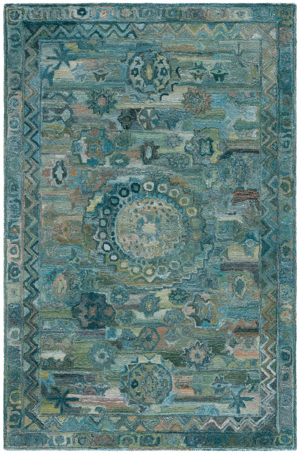 Safavieh Anatolia Hand-tufted Area Rug - Luxurious 8' X 10' Design With Elegant Indian Craftsmanship & Style Aqua ,Green Polyester Pile An411y-7r