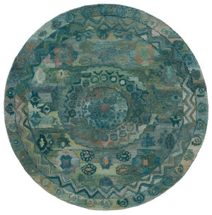 Safavieh Anatolia Hand-Tufted Transitional Area Rug Aqua Green Polyester Pile Living Room AN411Y