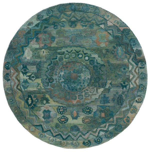 Safavieh Anatolia Hand-Tufted Transitional Area Rug Aqua Green Polyester Pile Living Room AN411Y