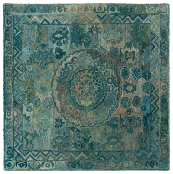 Safavieh Anatolia Hand-Tufted Transitional Area Rug Aqua Green Polyester Pile Living Room AN411Y
