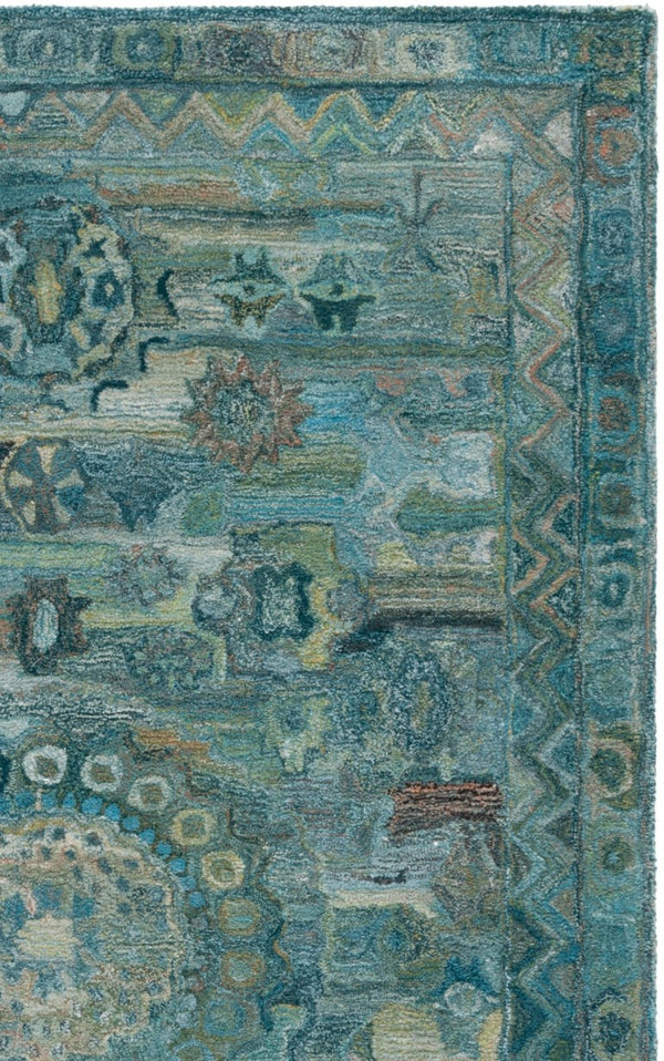 Safavieh Anatolia Hand-Tufted Transitional Area Rug Aqua Green Polyester Pile Living Room AN411Y