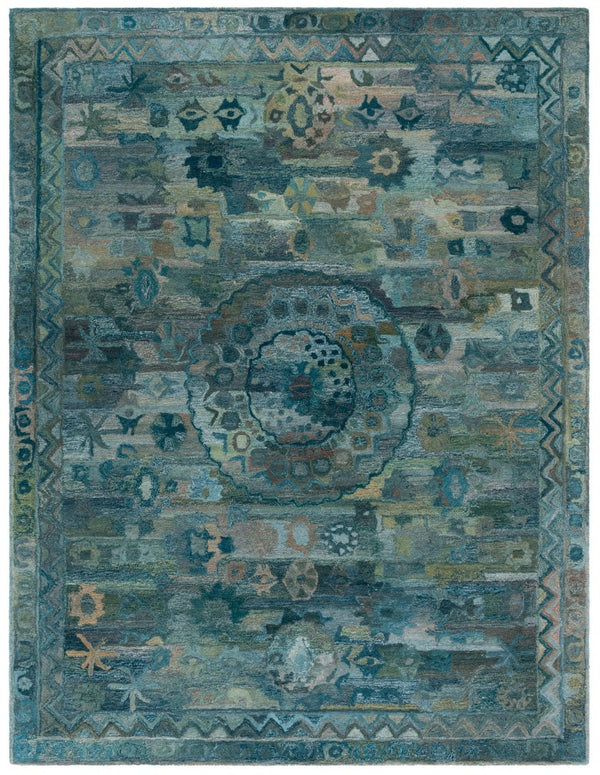 Safavieh Anatolia Hand-Tufted Transitional Area Rug Aqua Green Polyester Pile Living Room AN411Y