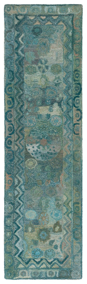 Safavieh Anatolia Hand-Tufted Transitional Area Rug Aqua Green Polyester Pile Living Room AN411Y