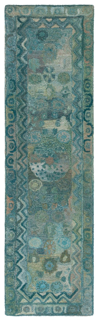 Safavieh Anatolia Hand-Tufted Transitional Area Rug Aqua Green Polyester Pile Living Room AN411Y