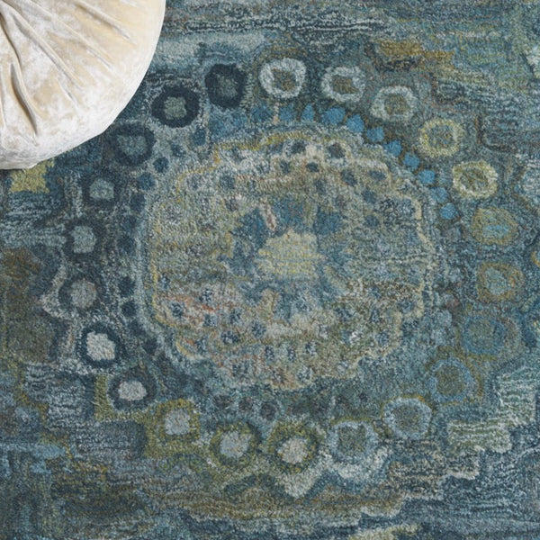Safavieh Anatolia Hand-Tufted Transitional Area Rug Aqua Green Polyester Pile Living Room AN411Y