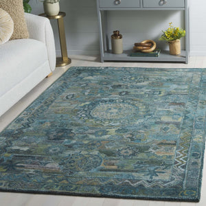 Safavieh Anatolia Hand-Tufted Transitional Area Rug Aqua Green Polyester Pile Living Room AN411Y