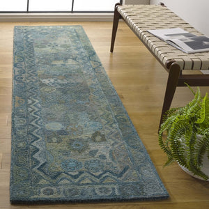Safavieh Anatolia Hand-Tufted Transitional Area Rug Aqua Green Polyester Pile Living Room AN411Y