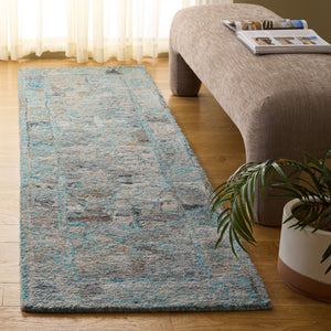 Safavieh Anatolia Hand-Tufted Turquoise Grey Area Rug — Low-Profile 1/2" Pile, Soft Polyester, Boho Chic Decor 6'-0" x 6'-0" AN412K-6SQ