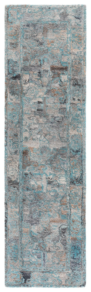 Safavieh Anatolia Bohemian Round Area Rug Turquoise & Grey Hand-Tufted Polyester Plush Low-Profile Accent 6'-0" x 6'-0" AN412K-6R