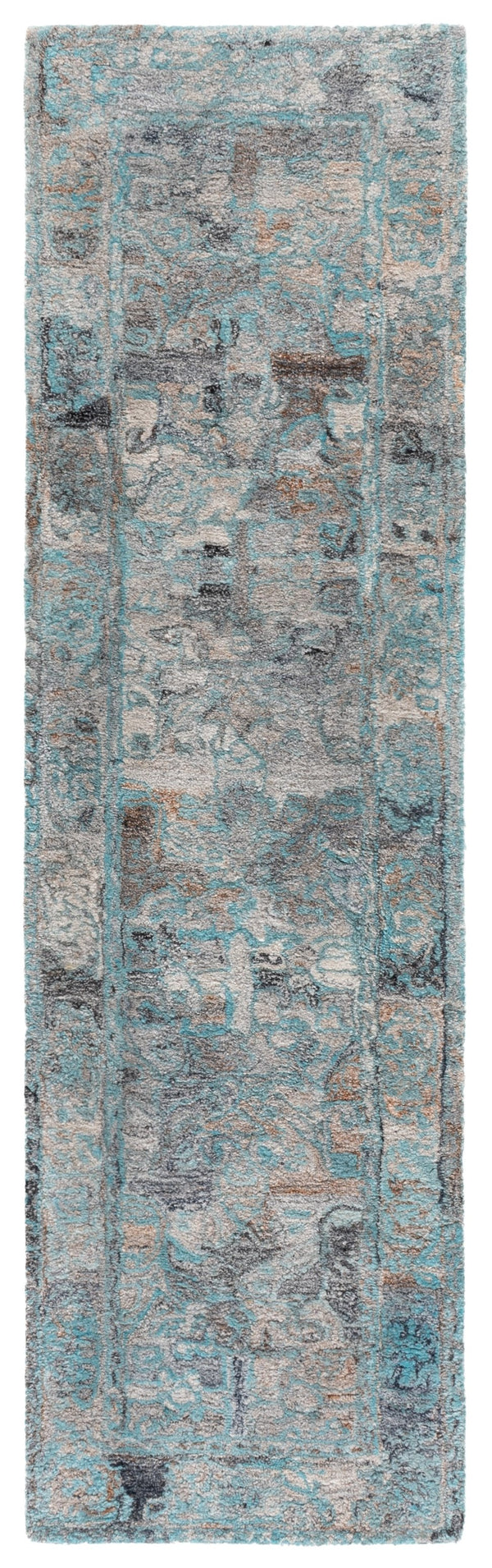 Safavieh Anatolia Hand-Tufted Turquoise Grey Area Rug — Plush Polyester Pile, Boho-Modern Accent For Living Rooms 4'-0" x 6'-0" AN412K-4