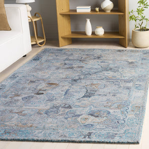 Safavieh Anatolia Bohemian Round Area Rug Turquoise & Grey Hand-Tufted Polyester Plush Low-Profile Accent 6'-0" x 6'-0" AN412K-6R