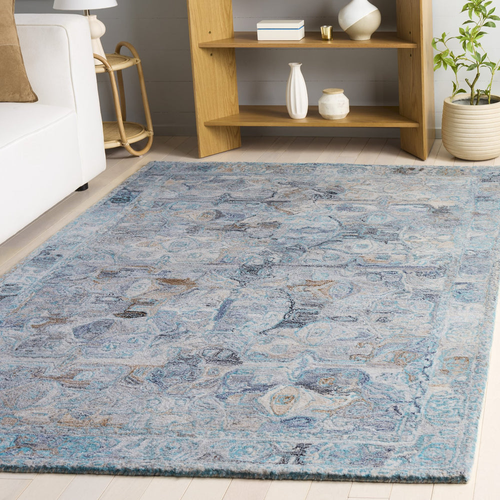 Safavieh Anatolia Bohemian Runner Rug In Turquoise And Grey — Hand-Tufted Polyester Plush For Hallways 2'-3" x 8'-0" AN412K-28