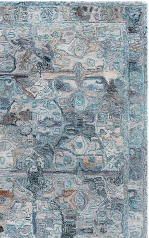 Safavieh Anatolia Bohemian Round Area Rug Turquoise & Grey Hand-Tufted Polyester Plush Low-Profile Accent 6'-0" x 6'-0" AN412K-6R