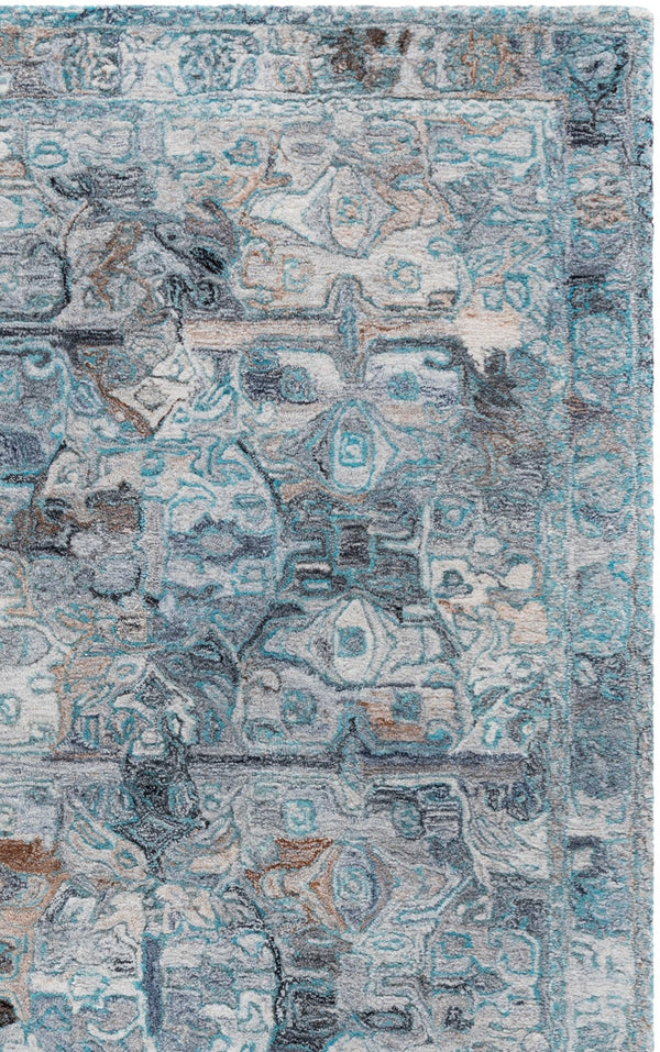 Safavieh Anatolia Hand-Tufted Turquoise Grey Area Rug — Low-Profile 1/2" Pile, Soft Polyester, Boho Chic Decor 6'-0" x 6'-0" AN412K-6SQ