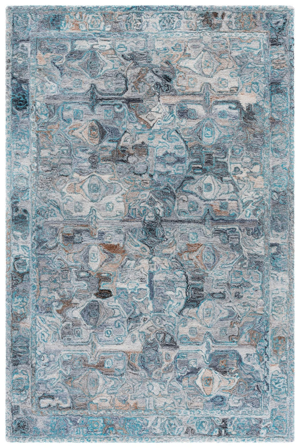 Safavieh Anatolia Hand-Tufted Turquoise Grey Area Rug — Soft Polyester Pile, Bohemian Minimalist Chic For Living Rooms 8'-0" x 10'-0" AN412K-8