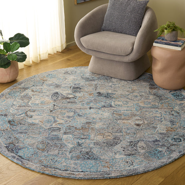 Safavieh Anatolia Hand-Tufted Turquoise Grey Area Rug — Soft Polyester Pile, Bohemian Minimalist Chic For Living Rooms 8'-0" x 10'-0" AN412K-8