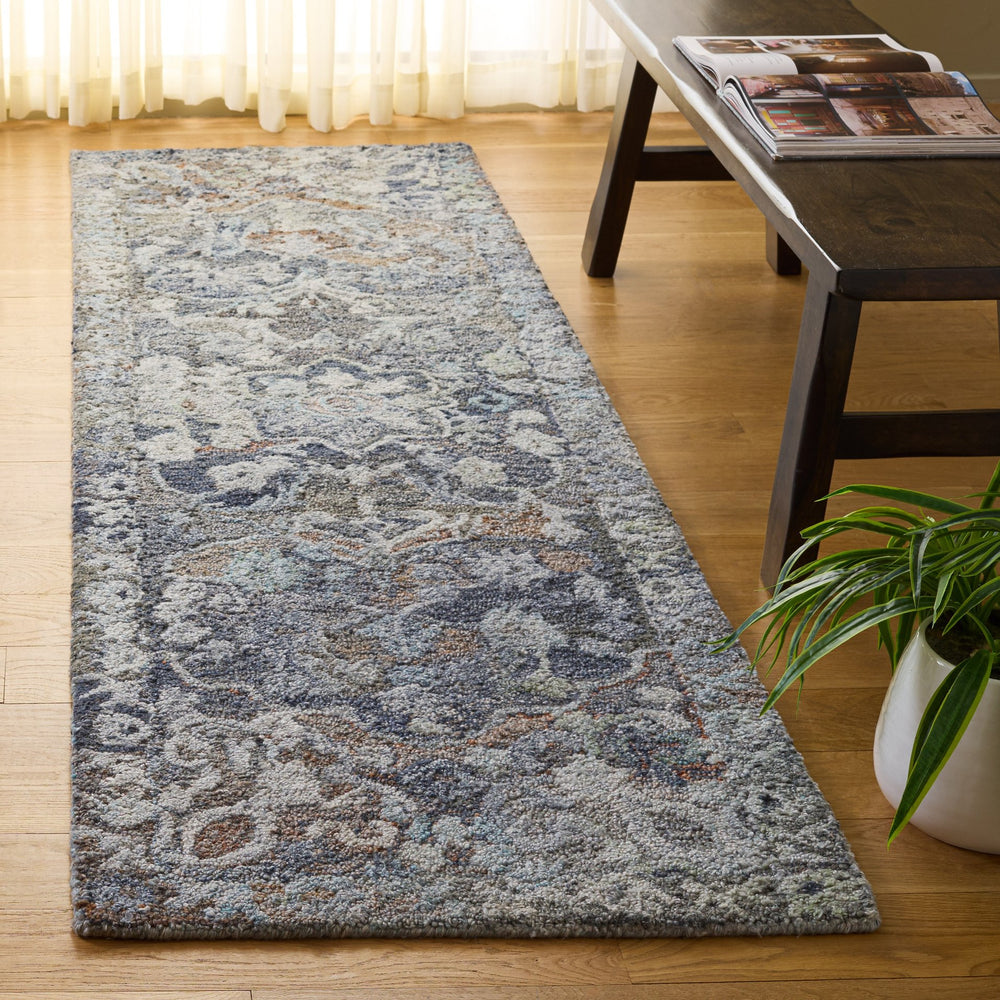 Safavieh Anatolia Hand-Tufted Grey Ivory Area Rug — Subtle Floral Motif, Durable Polyester Pile, 1/2" Plush 9'-0" x 12'-0" AN413F-9