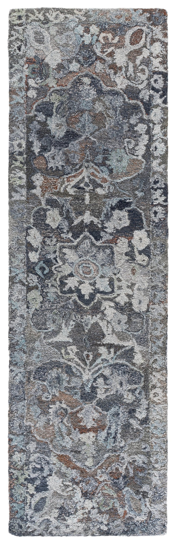 Safavieh Anatolia Hand-Tufted Grey Ivory Area Rug — Minimalist Low-Profile Polyester Pile For Living Rooms 6'-0" x 6'-0" AN413F-6SQ