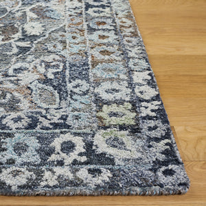 Safavieh Anatolia Hand-Tufted Grey Ivory Area Rug — Minimalist Low-Profile Polyester Pile For Living Rooms 6'-0" x 6'-0" AN413F-6SQ