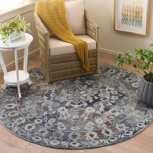 Safavieh Anatolia Bohemian Round Area Rug In Grey Ivory — Hand-Tufted Polyester Plush, Low-Profile Charm 6'-0" x 6'-0" AN413F-6R