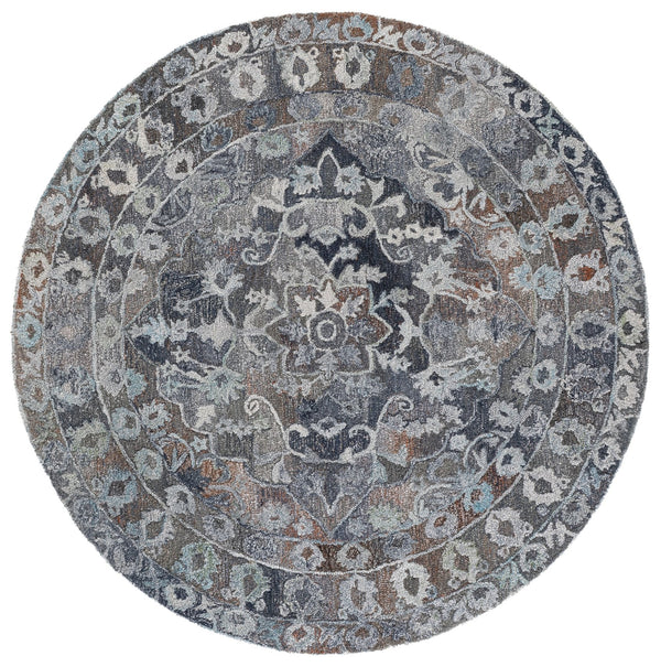 Safavieh Anatolia Bohemian Round Area Rug In Grey Ivory — Hand-Tufted Polyester Plush, Low-Profile Charm 6'-0" x 6'-0" AN413F-6R