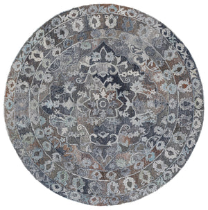 Safavieh Anatolia Hand-Tufted Grey Ivory Area Rug — Minimalist Low-Profile Polyester Pile For Living Rooms 6'-0" x 6'-0" AN413F-6SQ