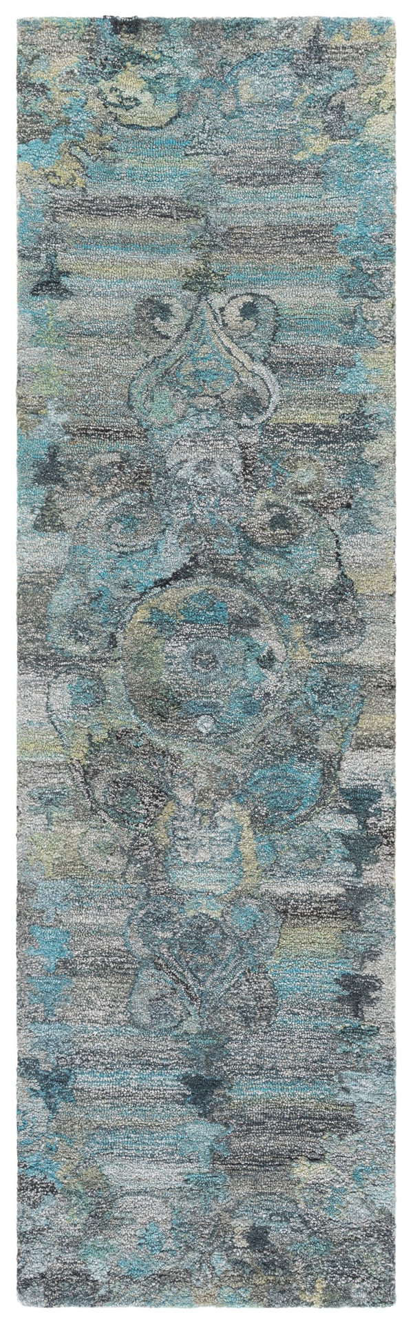 Safavieh Anatolia Hand-Tufted Grey Turquoise Area Rug — Low Plush 1/2" Pile, Bohemian-Transitional Style, Durable Polyester 8'-0" x 10'-0" AN414F-8