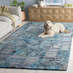 Safavieh Anatolia Hand-Tufted Grey Turquoise Area Rug — Low Plush 1/2" Pile, Bohemian-Transitional Style, Durable Polyester 8'-0" x 10'-0" AN414F-8