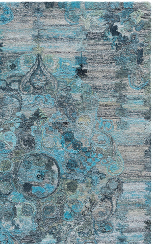 Safavieh Anatolia Hand-Tufted Grey Turquoise Runner Rug — Transitional Boho Medallion, Durable Polyester Pile 2'-3" x 8'-0" AN414F-28