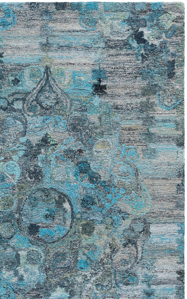 Safavieh Anatolia Hand-Tufted Round Rug In Grey & Turquoise Medallion — Durable Polyester, Boho-Modern Flair 6'-0" x 6'-0" AN414F-6R