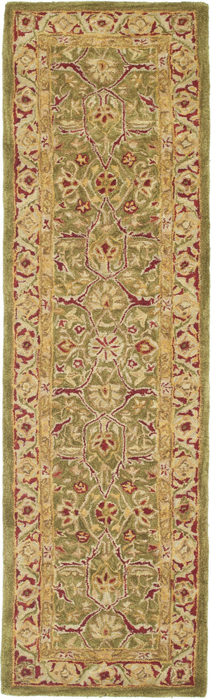 Safavieh Anatolia Hand Tufted Wool Runner - Timeless Elegance With Botanical Motifs For Your Home Decor Green ,Red Wool Pile An523a-214